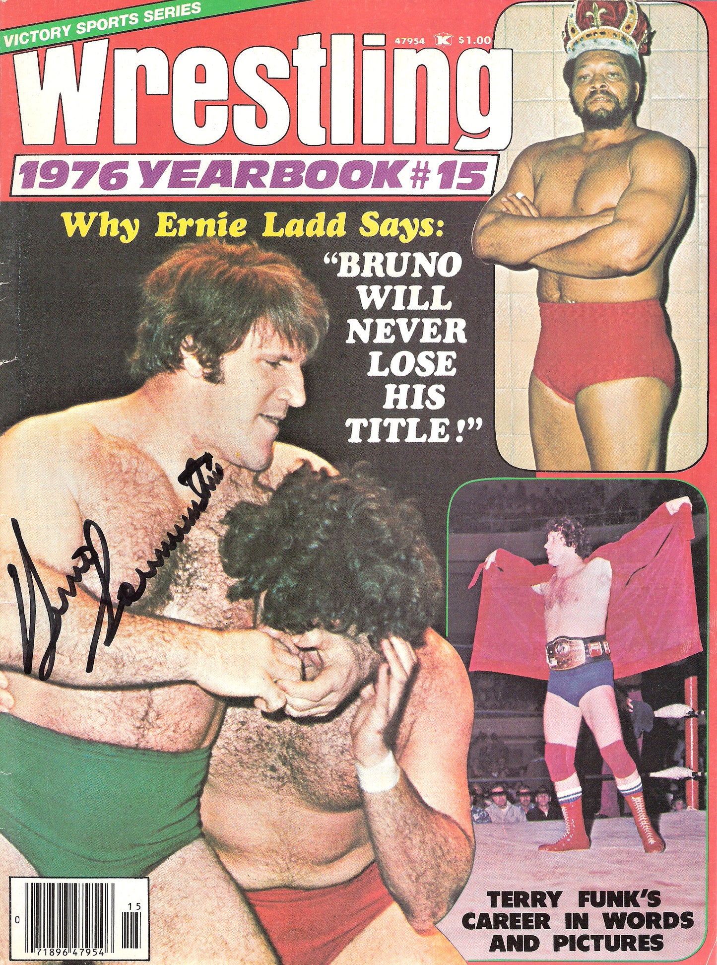 BRAM33  Bruno Sammartino ( Deceased ) Autographed vintage Wrestling Magazine w/COA