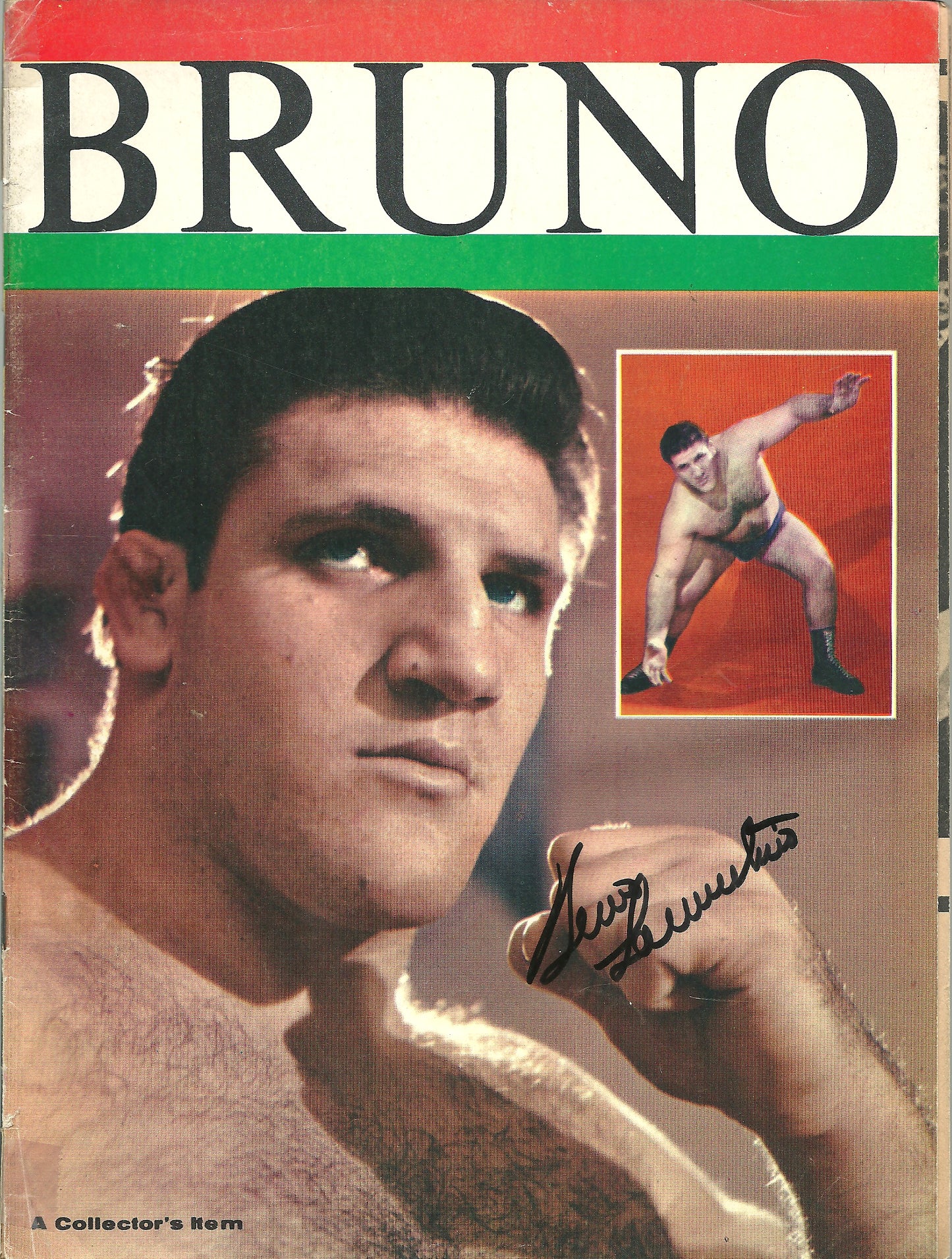 BRAM50  Bruno Sammartino ( Deceased ) Autographed vintage Wrestling Magazine  w/COA