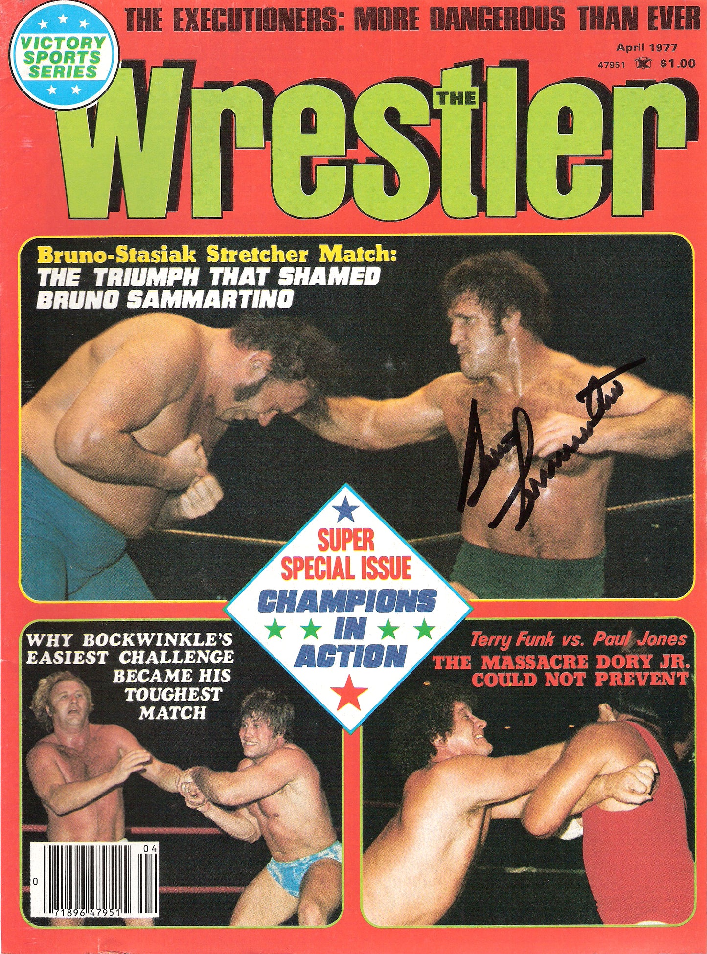 BRAM53  Bruno Sammartino ( Deceased ) Autographed vintage Wrestling Magazine  w/COA