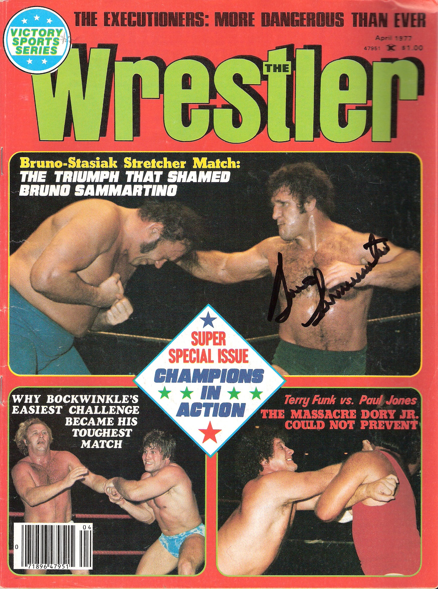 BRAM71  Bruno Sammartino  ( Deceased ) Autographed vintage Wrestling Magazine  w/COA