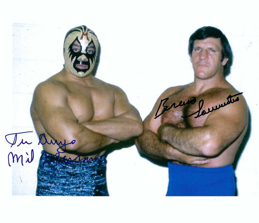 Bruno Sammartino and Mil Mascaras Autographed 8x10 Wrestling Photo w/COA