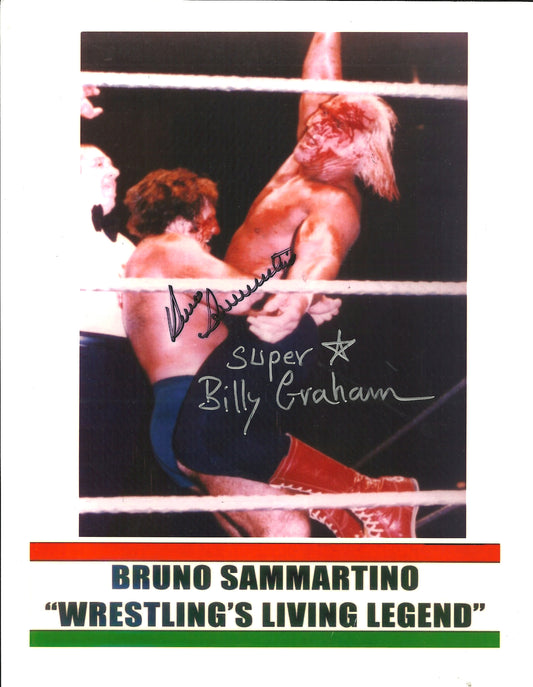BSSBG3 The Living Legend Bruno Sammartino ( Deceased ) Superstar Billy Graham Autographed Wrestling Photo w/COA