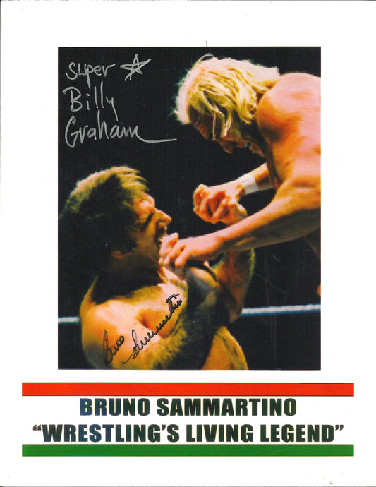 BSSBG2 The Living Legend Bruno Sammartino ( Deceased ) Superstar Billy Graham Autographed Wrestling Photo w/COA