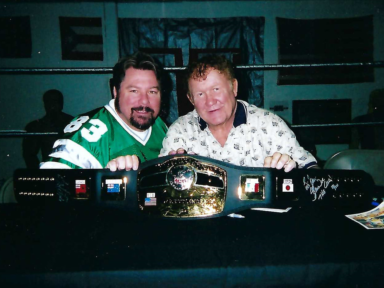 M406  Harley Race  ( Deceased ) Dick Kroll  Autographed Wrestling Photo w/COA