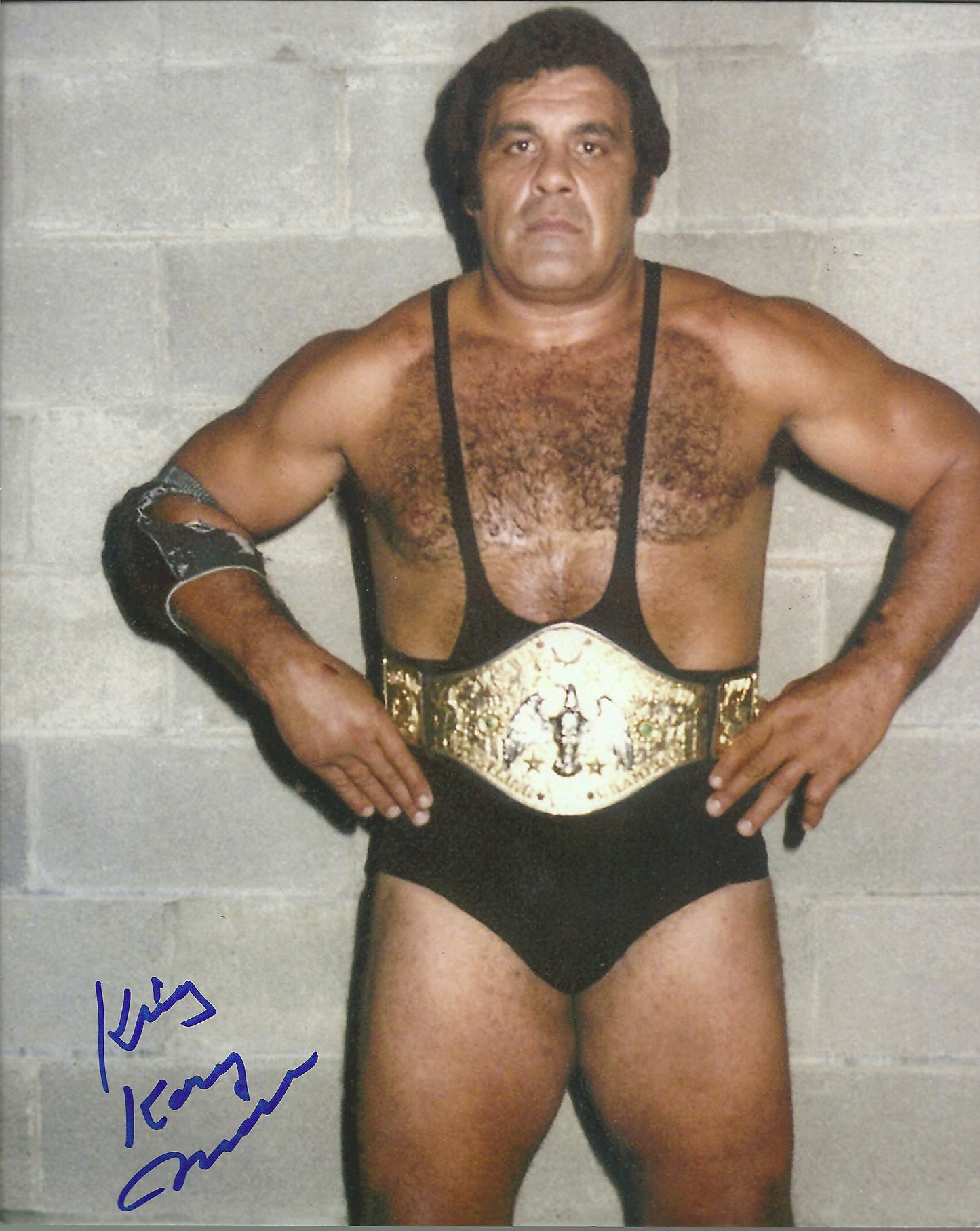 M110  Angelo King Kong Mosca ( Deceased ) Autographed Wrestling Photo w/COA