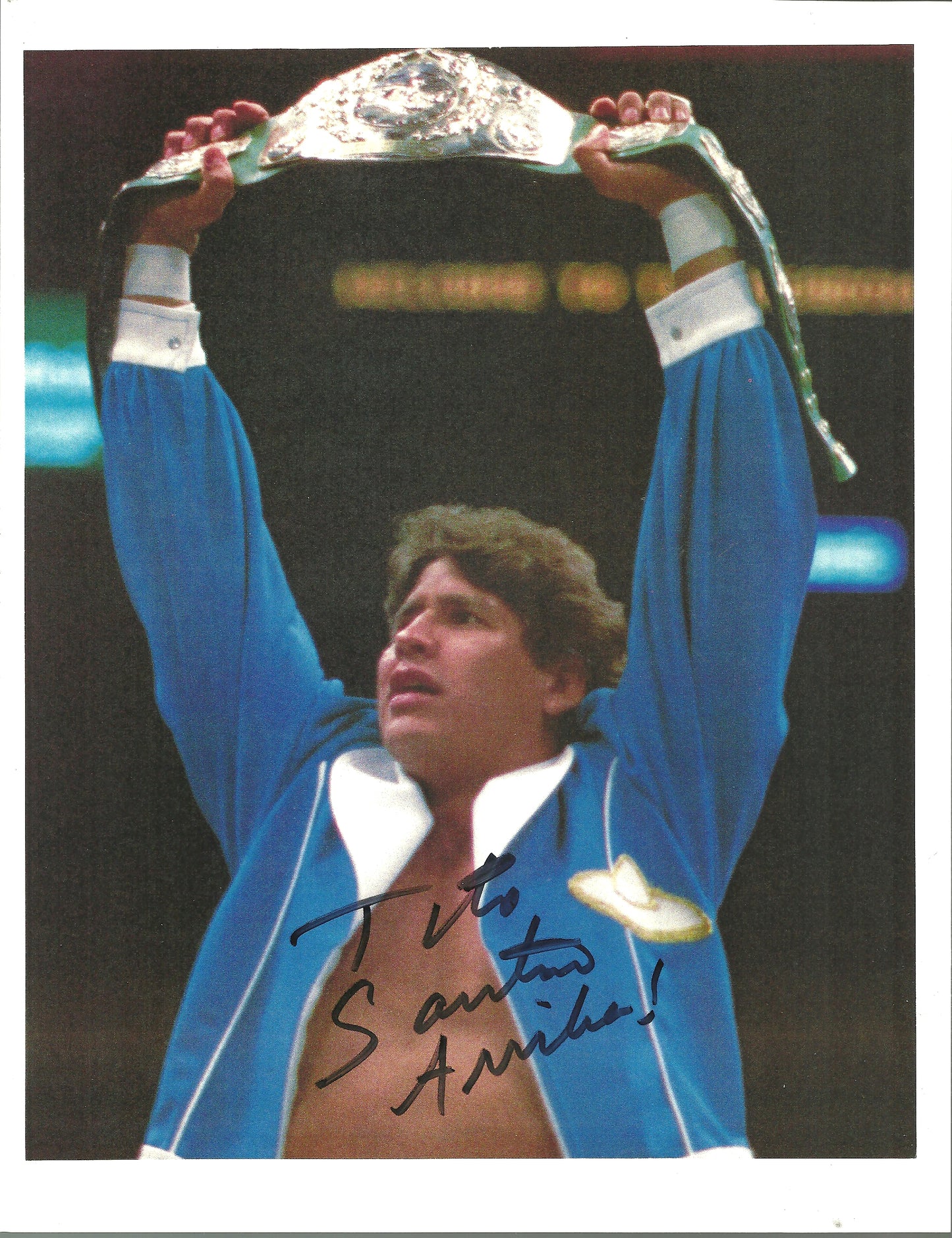 M125  Tito Santana Autographed Wrestling Photo w/COA