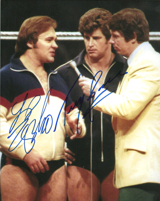 M156  Larry Zbyszko Tony Garea Autographed Wrestling Photo w/COA