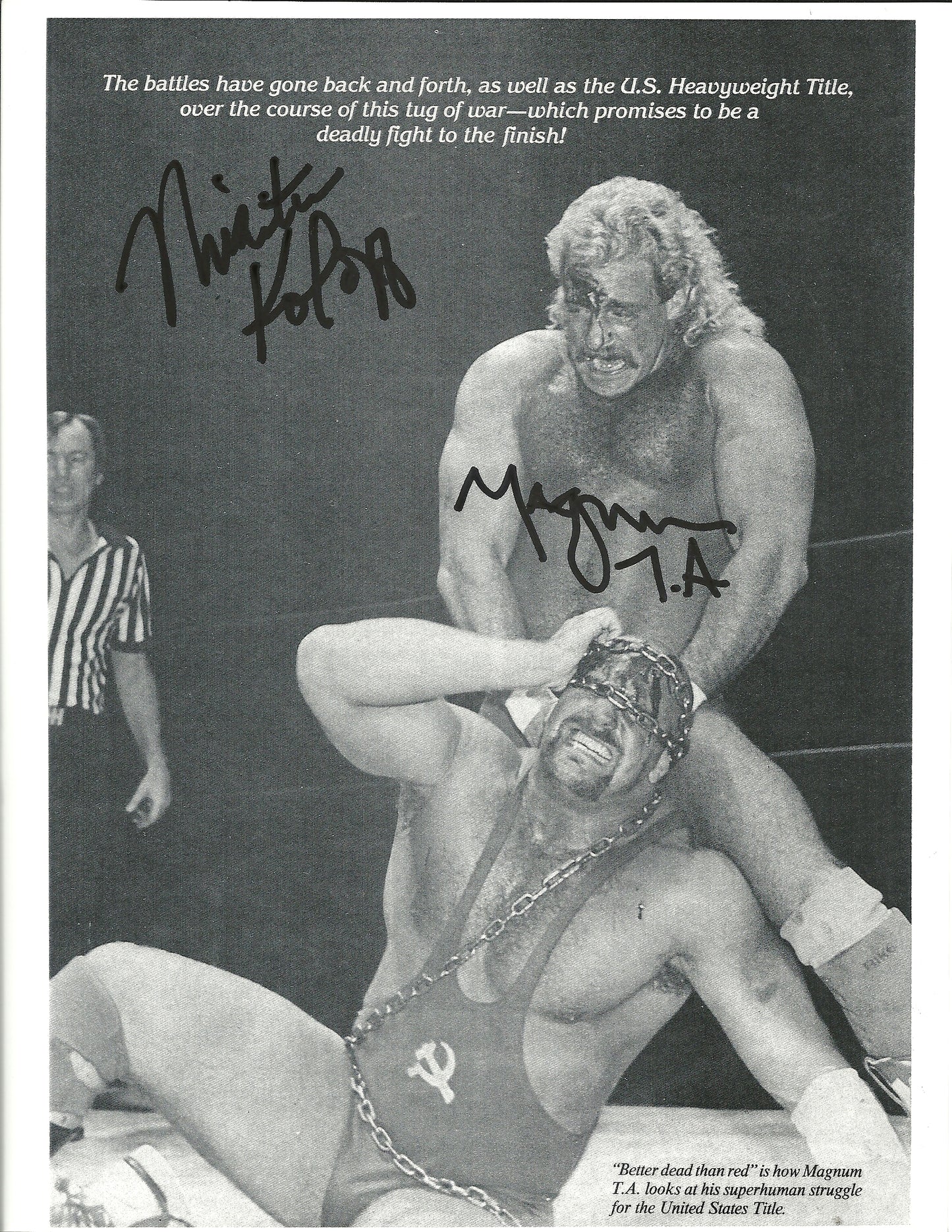 M212  Magnum TA vs Nikita Koloff Autographed Wrestling Photo w/COA