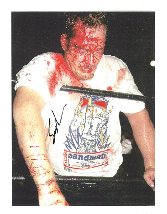 M230  Sandman Autographed Wrestling Photo w/COA