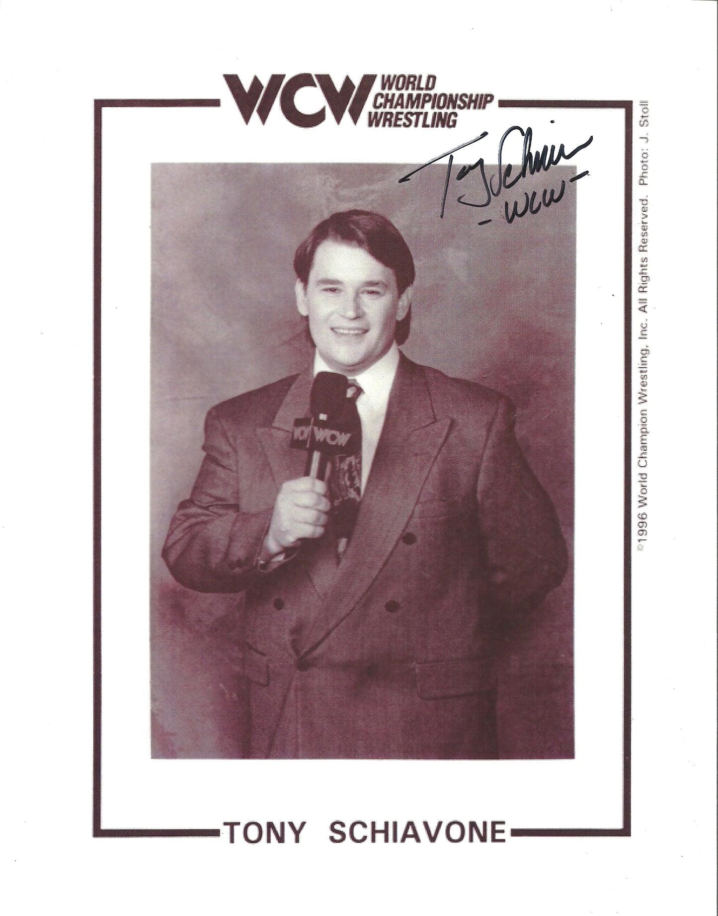 M243  Tony Schiavone Autographed Wrestling Photo w/COA