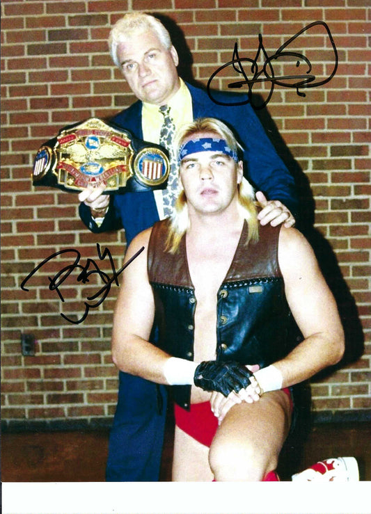 M3065  Barry Windham and J.J. Dillon Autographed Wrestling Photo w/COA
