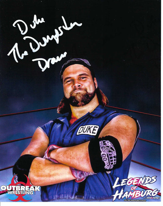 M3082  Duke the Dumpster Droese Autographed Wrestling Photo w/COA