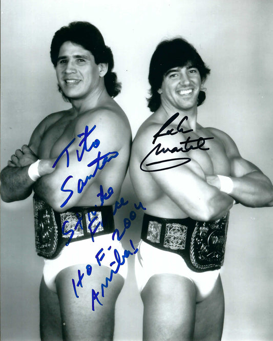 M3130  Strikeforce Tito Santana and   Rick Martel Autographed 8X10 Wrestling Photo w/COA