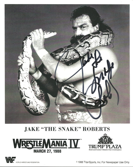 M316  Jake the Snake Roberts Autographed Wrestling Photo w/COA
