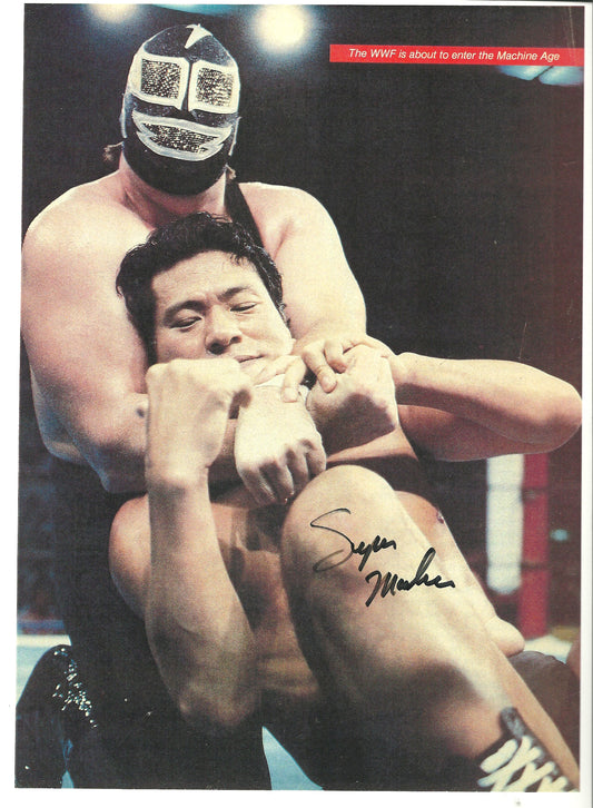 M344  Super Machine  Autographed Wrestling Photo w/COA