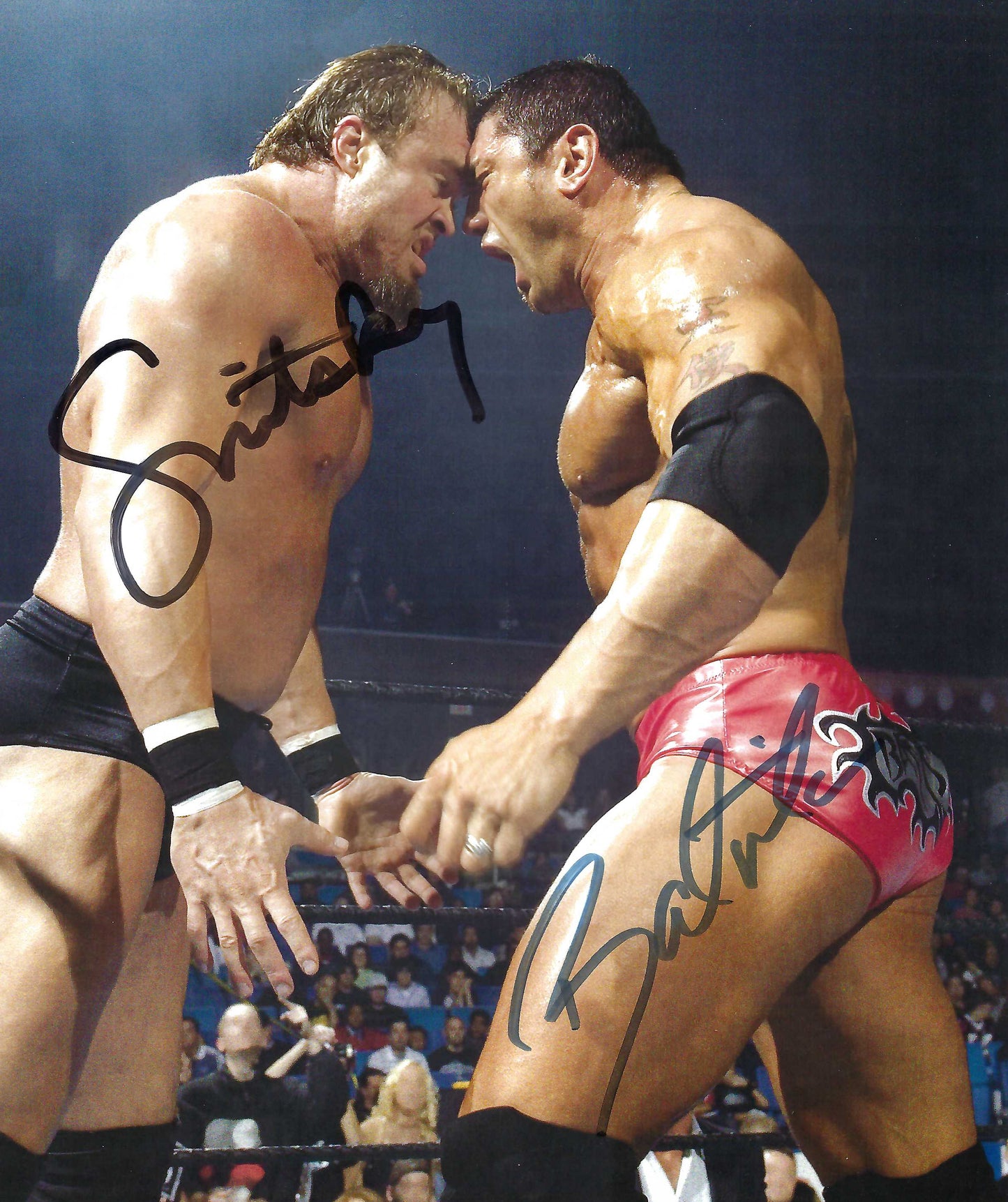 M3664  Batista vs Snitski Autographed  Wrestling Photo w/COA