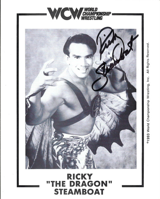 M3671 Ricky the Dragon Steamboat Autographed Wrestling Photo w/COA