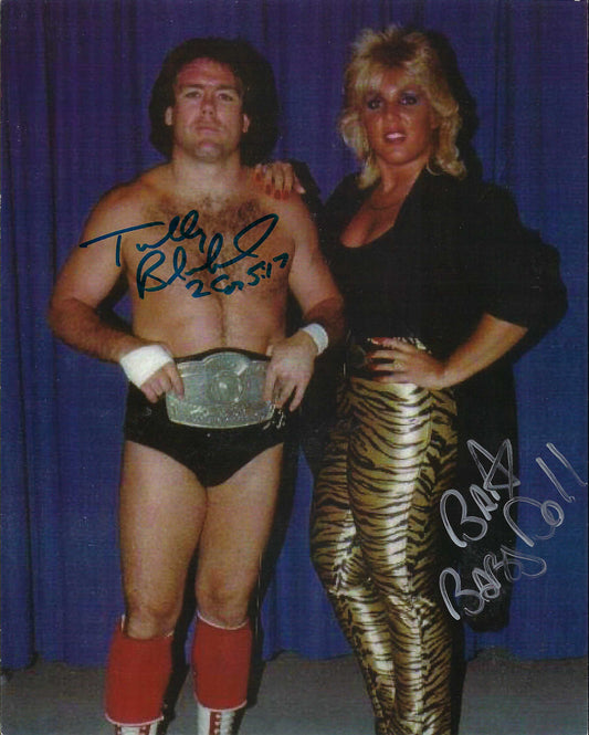 M3673 Tully Blanchard and Baby Doll Autographed Wrestling Photo w/COA