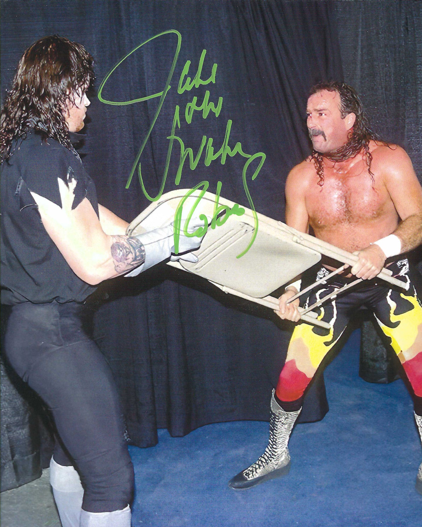 M3677     Jake the Snake Roberts Autographed Wrestling Photo w/COA