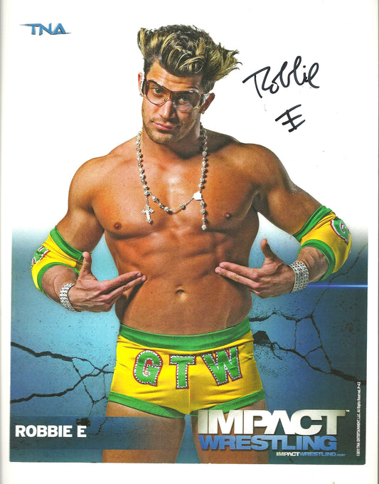 M372  Robbie E  Autographed Wrestling Photo w/COA