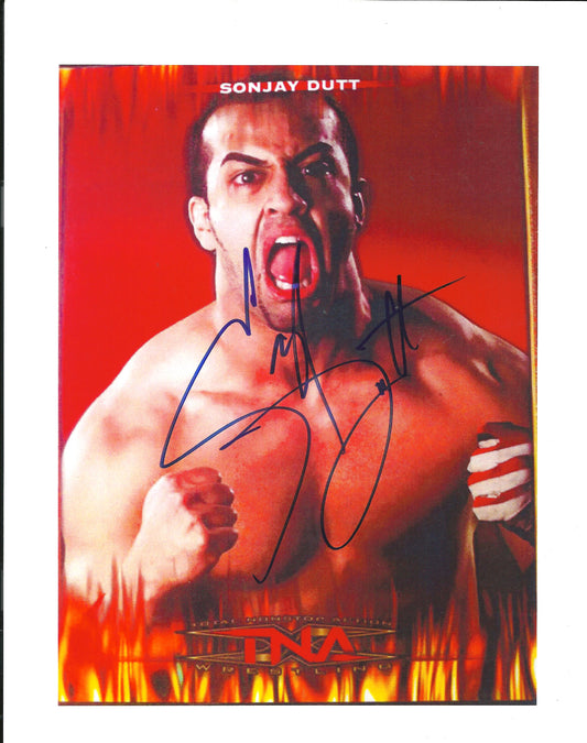 M387 Sonjay Dutt Autographed Wrestling Photo w/COA