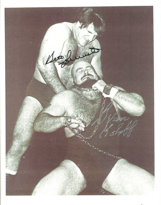 M428  The Living Legend Bruno Sammartino and the Russian Bear Ivan Koloff ( Both Deceased )  Autographed Wrestling Photo w/COA