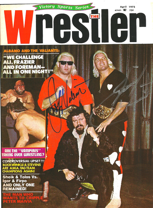 M446 The Valiant Brothers ( Johnny Deceased ) Autographed Wrestling Photo w/COA