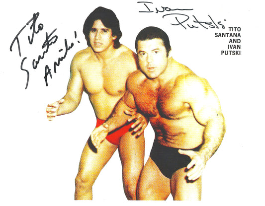 M460 Tito Santana  Ivan Putski  Autographed Wrestling Photo w/COA