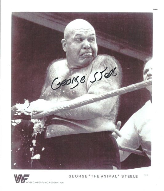 M462  George the Animal Steele ( Deceased ) Autographed Wrestling Photo w/COA