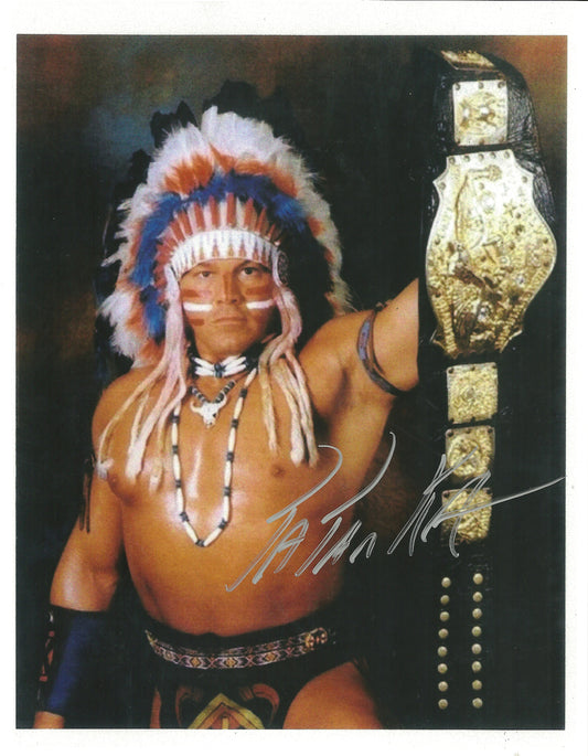 M498  Tatanka Autographed Wrestling Photo w/COA