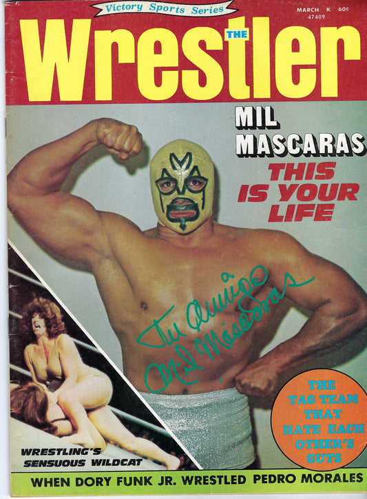 MMM1  Event Worn Mil Mascaras Autographed Mask and Magazine w/COA
