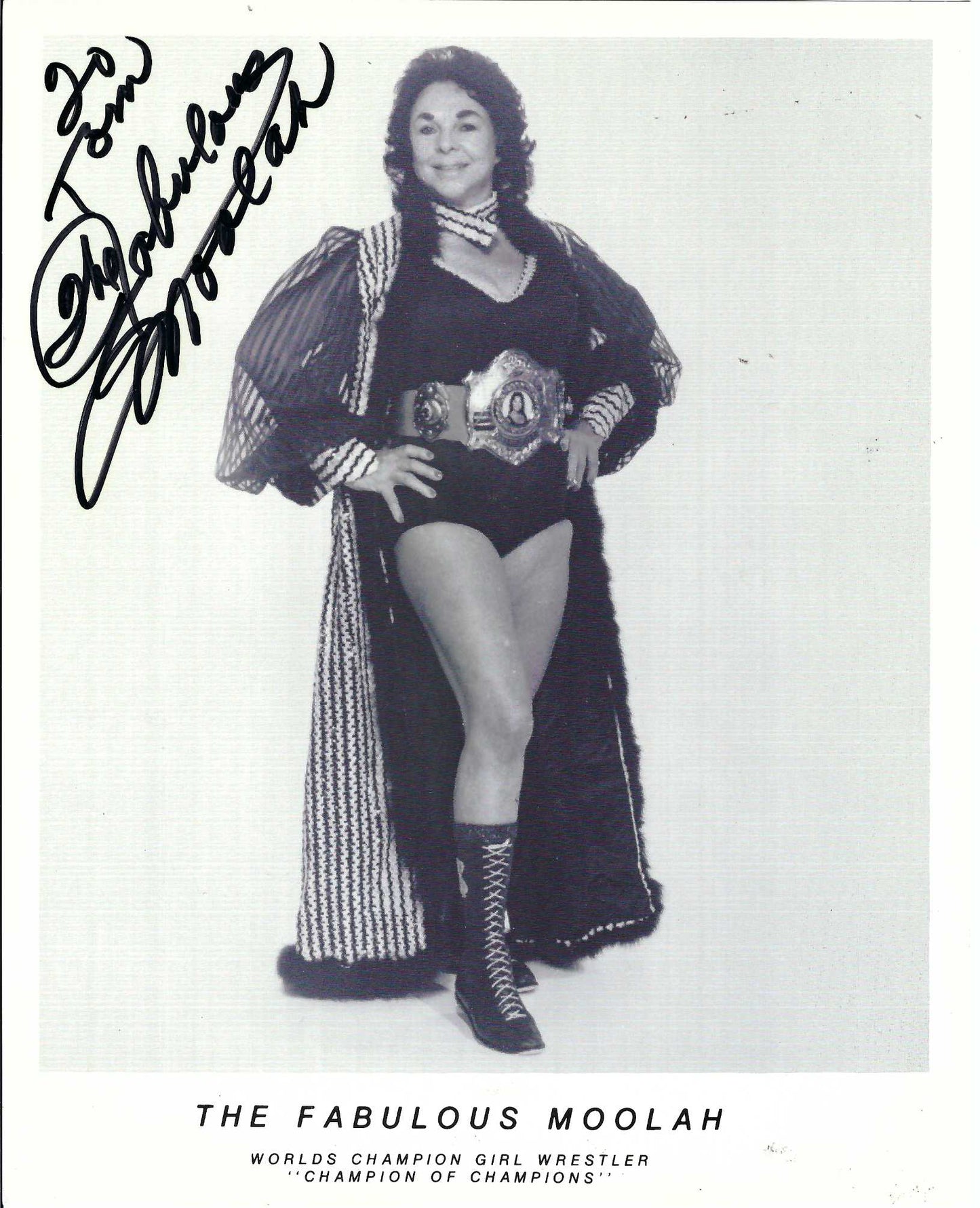 FM1  Fabulous Moolah Autographed 8x10 Wrestling Photo w/COA