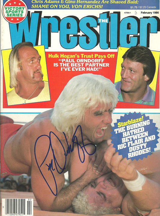 PO14  Paul Mr. Wonderful Orndorff ( Deceased )  Autographed vintage Wrestling Magazine w/COA