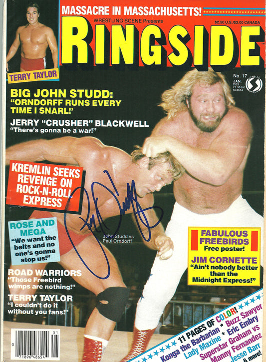 PO4  Paul Mr. Wonderful Orndorff ( Deceased ) Autographed vintage Wrestling Magazine w/COA