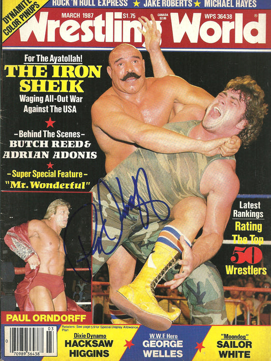 PO6  Paul Mr. Wonderful Orndorff Autographed vintage Wrestling Magazine w/COA
