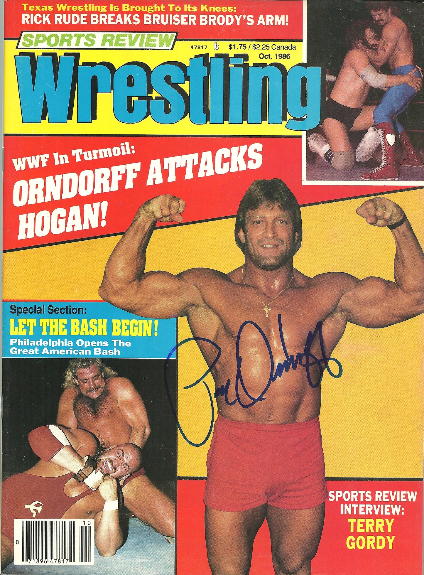 PO9  Paul Mr. Wonderful Orndorff Autographed vintage Wrestling Magazine w/COA