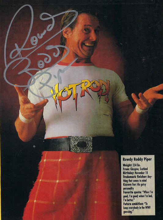 RP1 Rowdy Roddy Piper ( Deceased ) Autographed Magazine Page w/COA