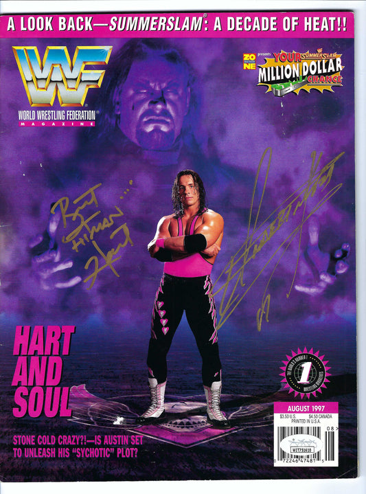 UTBH  Undertaker vs Bret Hart Autographed Vintage Wrestling Magazine w/COA